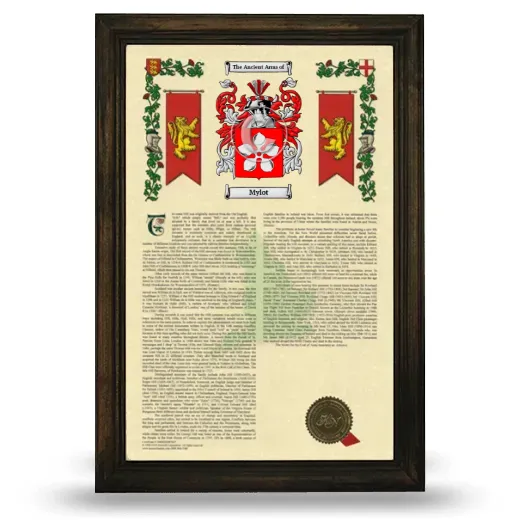 Mylot Armorial History Framed - Brown