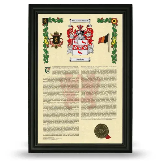Nackes Armorial History Framed - Black
