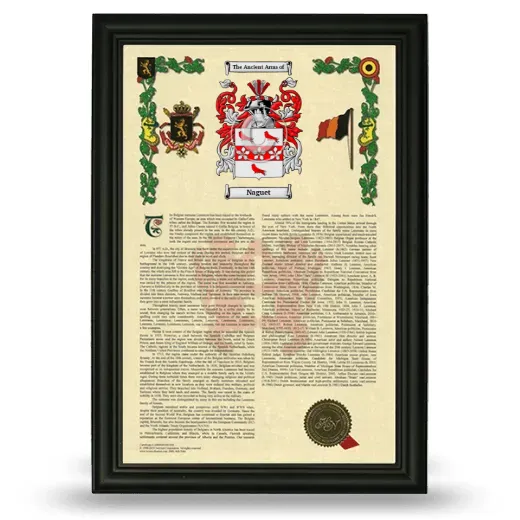 Naguet Armorial History Framed - Black