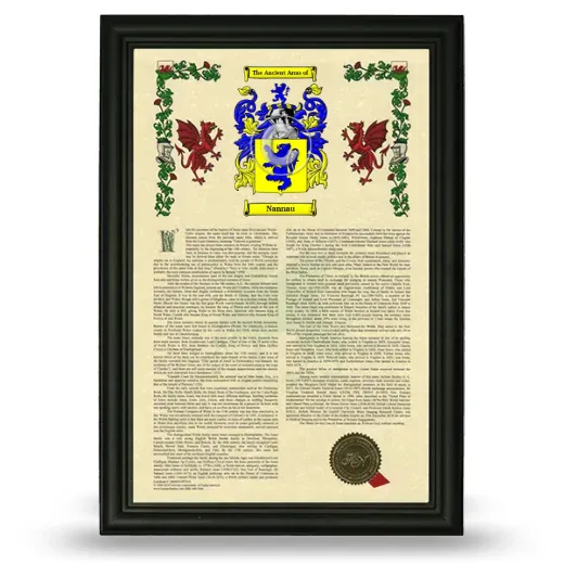 Nannau Armorial History Framed - Black