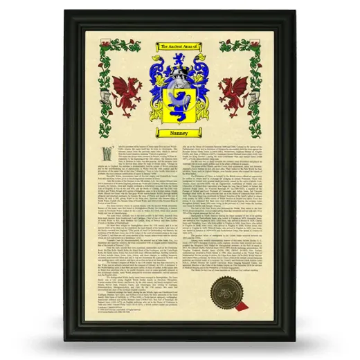 Nanney Armorial History Framed - Black