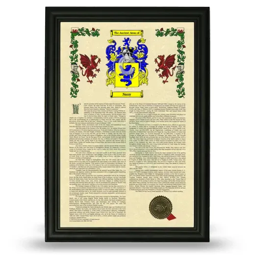 Nany Armorial History Framed - Black