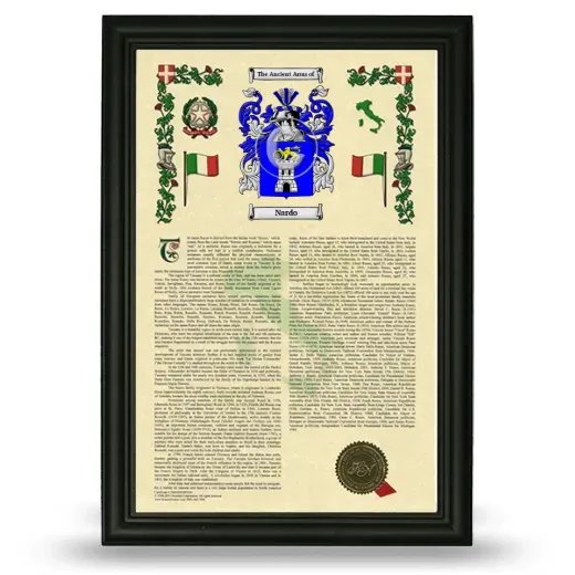 Nardo Armorial History Framed - Black