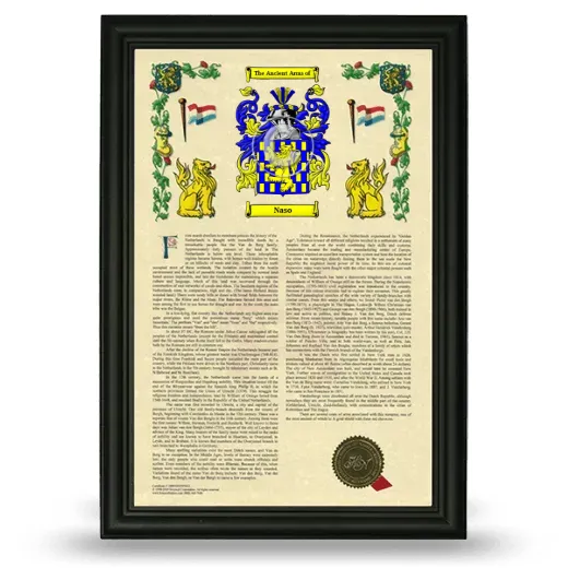 Naso Armorial History Framed - Black