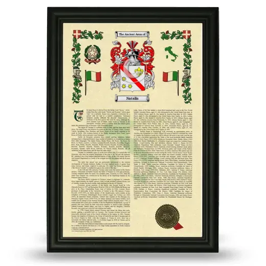 Natalis Armorial History Framed - Black