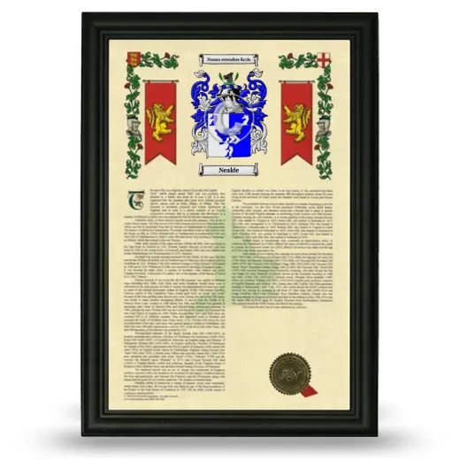 Nealde Armorial History Framed - Black