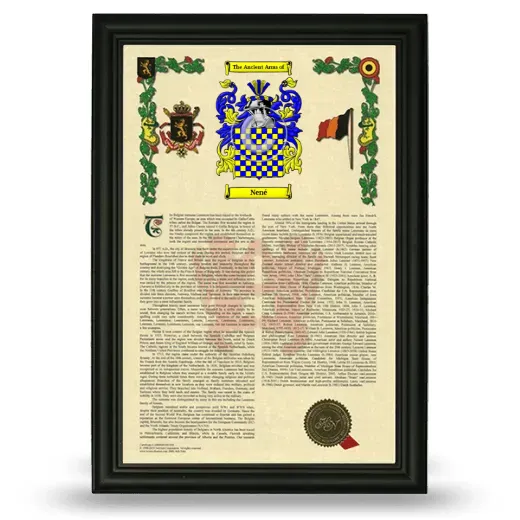 Nené Armorial History Framed - Black