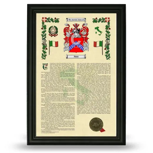 Nero Armorial History Framed - Black