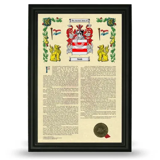 Nesh Armorial History Framed - Black