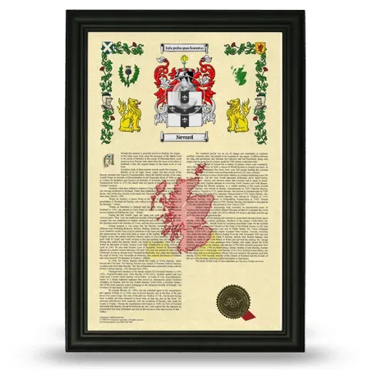 Nevard Armorial History Framed - Black