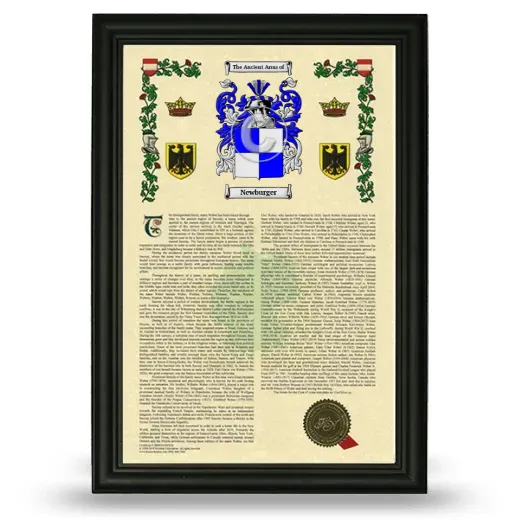 Newburger Armorial History Framed - Black