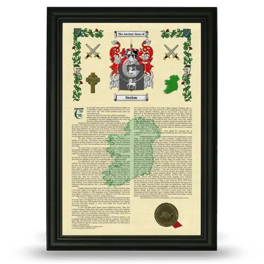 Neylon Armorial History Framed - Black