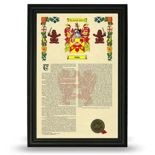 Nicks Armorial History Framed - Black