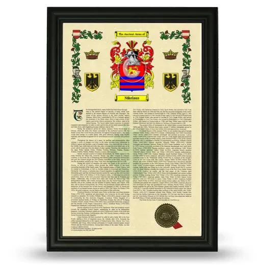 Nikelaus Armorial History Framed - Black