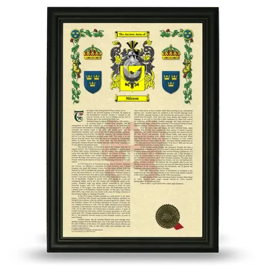 Nilsson Armorial History Framed - Black