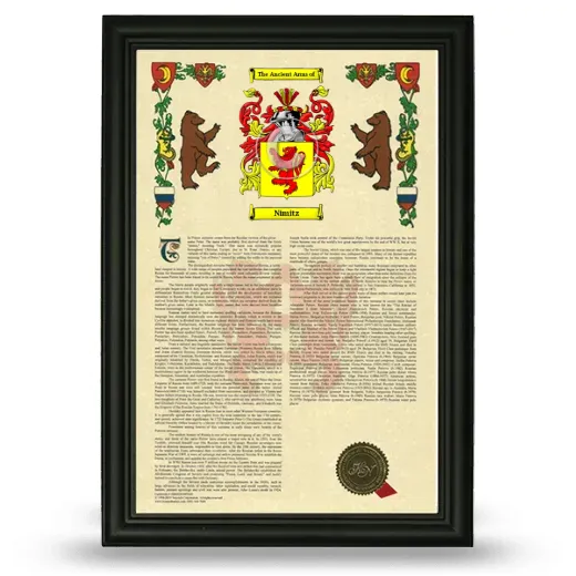 Nimitz Armorial History Framed - Black