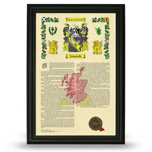 Normanville Armorial History Framed - Black