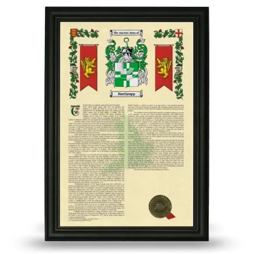 Northropp Armorial History Framed - Black