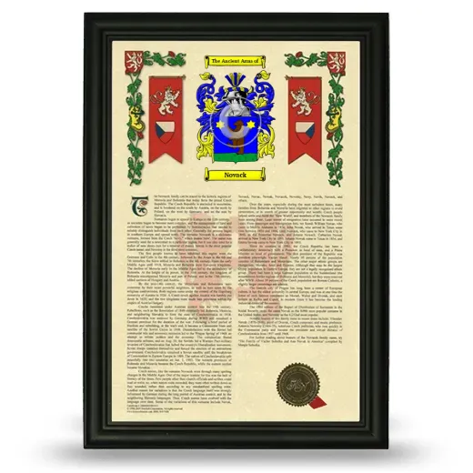 Novack Armorial History Framed - Black