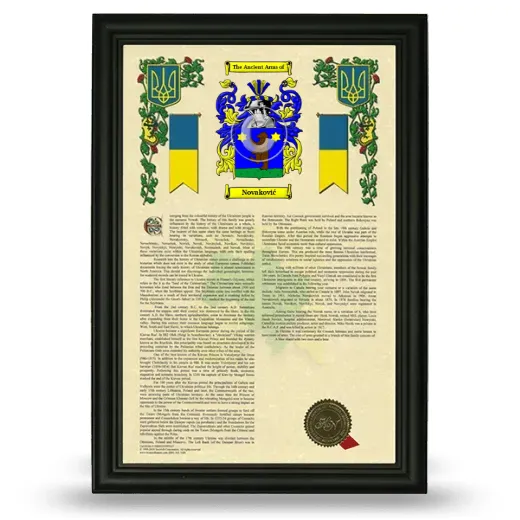 Novaković Armorial History Framed - Black