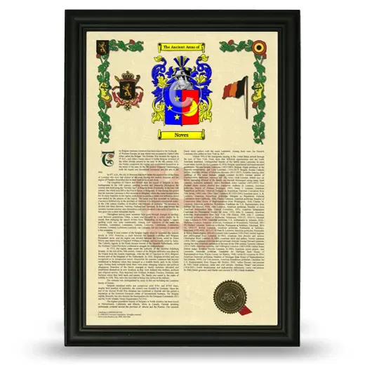 Noves Armorial History Framed - Black
