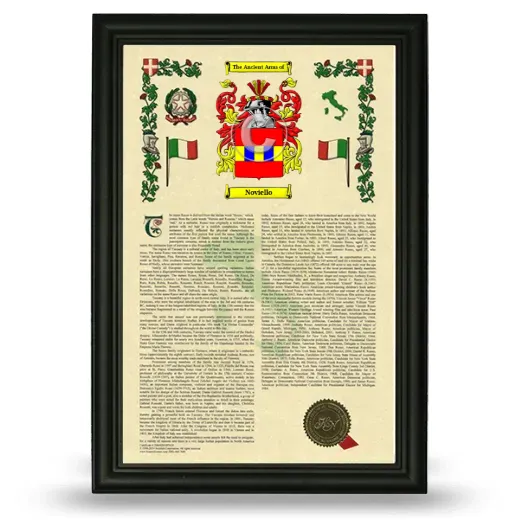Noviello Armorial History Framed - Black
