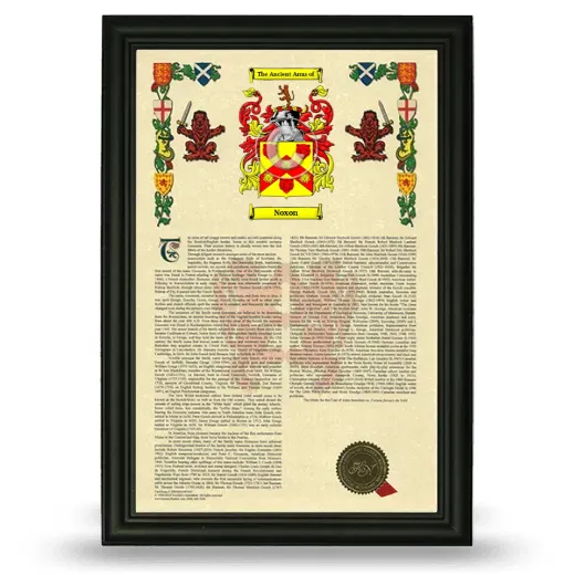 Noxon Armorial History Framed - Black