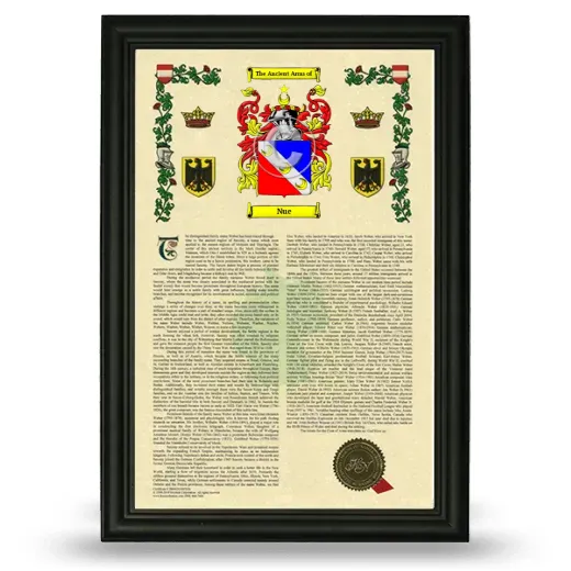 Nue Armorial History Framed - Black