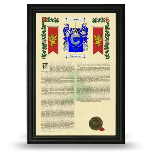 Nuthereton Armorial History Framed - Black
