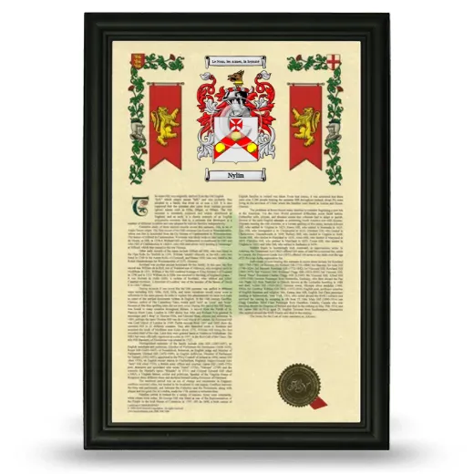 Nylin Armorial History Framed - Black