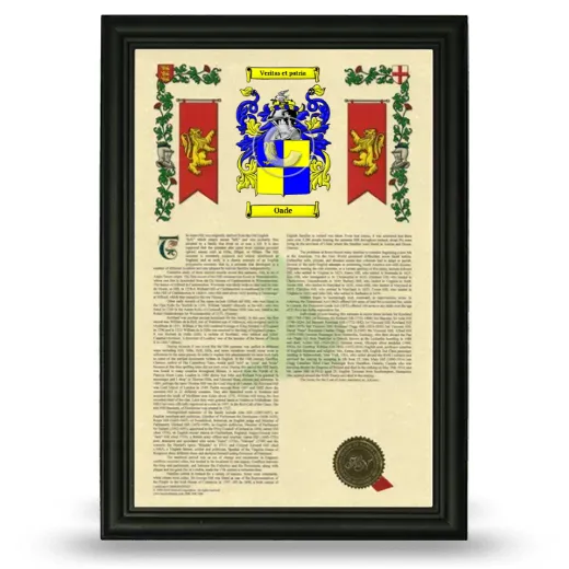 Oade Armorial History Framed - Black