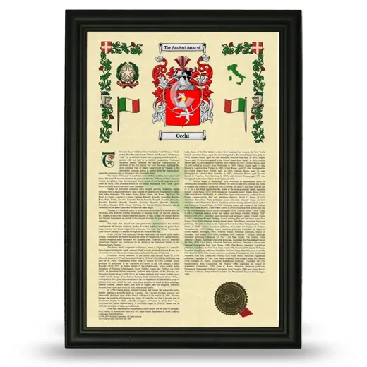 Occhi Armorial History Framed - Black