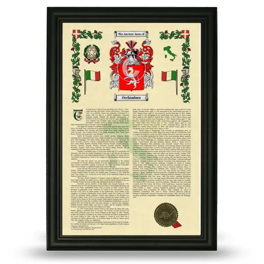 Occhiodoro Armorial History Framed - Black