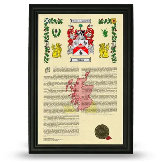 Ocken Armorial History Framed - Black