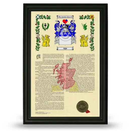 Ogie Armorial History Framed - Black