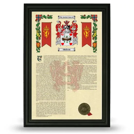 Olafsson Armorial History Framed - Black