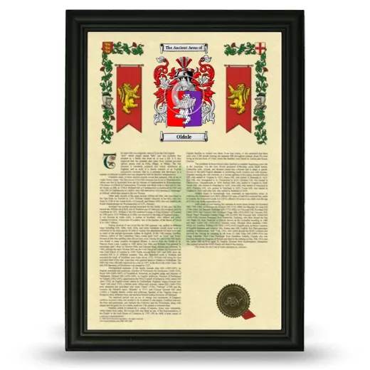 Oldale Armorial History Framed - Black
