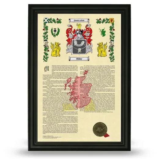 Olday Armorial History Framed - Black