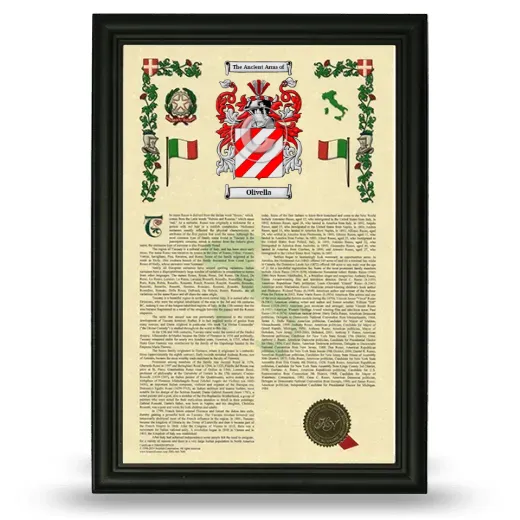 Olivella Armorial History Framed - Black
