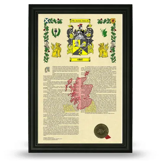Olliff Armorial History Framed - Black