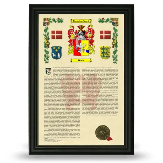Olsén Armorial History Framed - Black