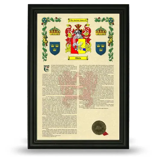 Olsén Armorial History Framed - Black