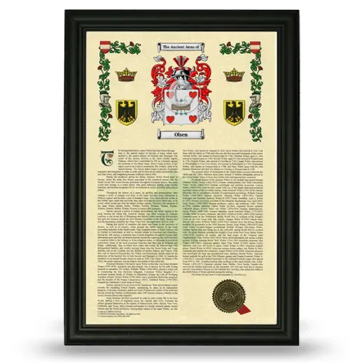 Olsen Armorial History Framed - Black