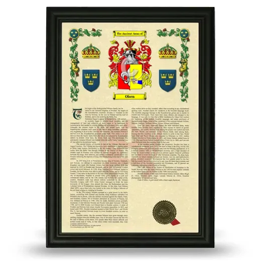 Olsen Armorial History Framed - Black