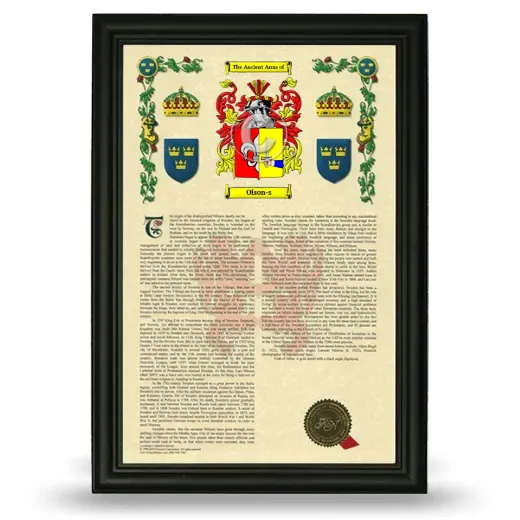 Olson-s Armorial History Framed - Black