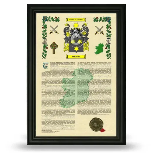Omoran Armorial History Framed - Black