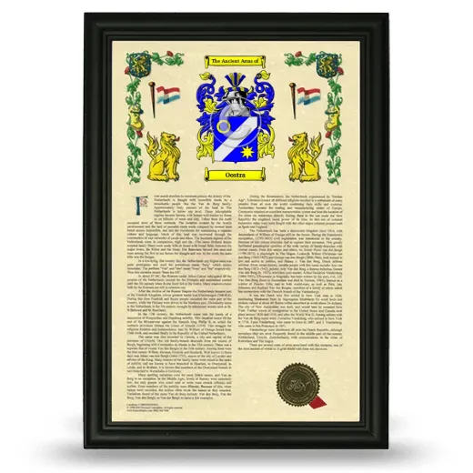 Oostra Armorial History Framed - Black