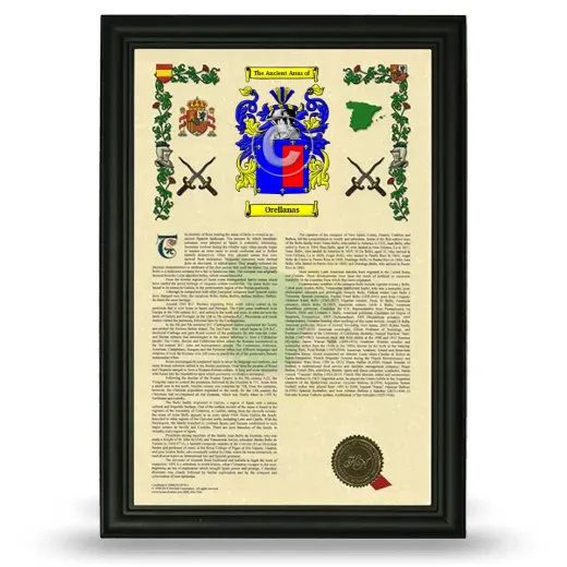 Orellanas Armorial History Framed - Black