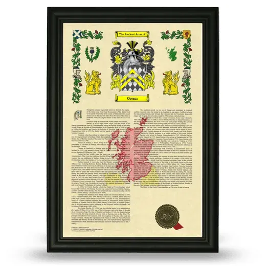 Orenn Armorial History Framed - Black