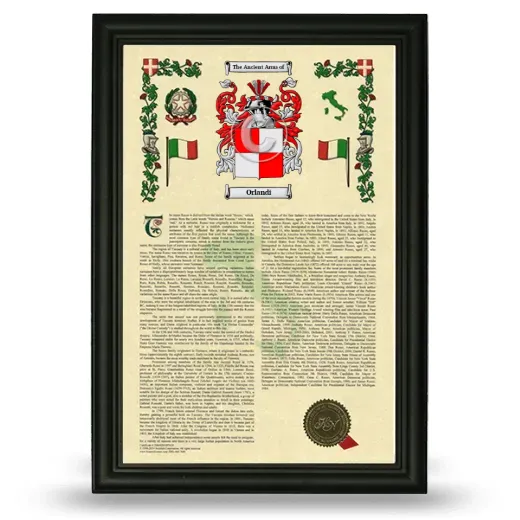 Orlandi Armorial History Framed - Black